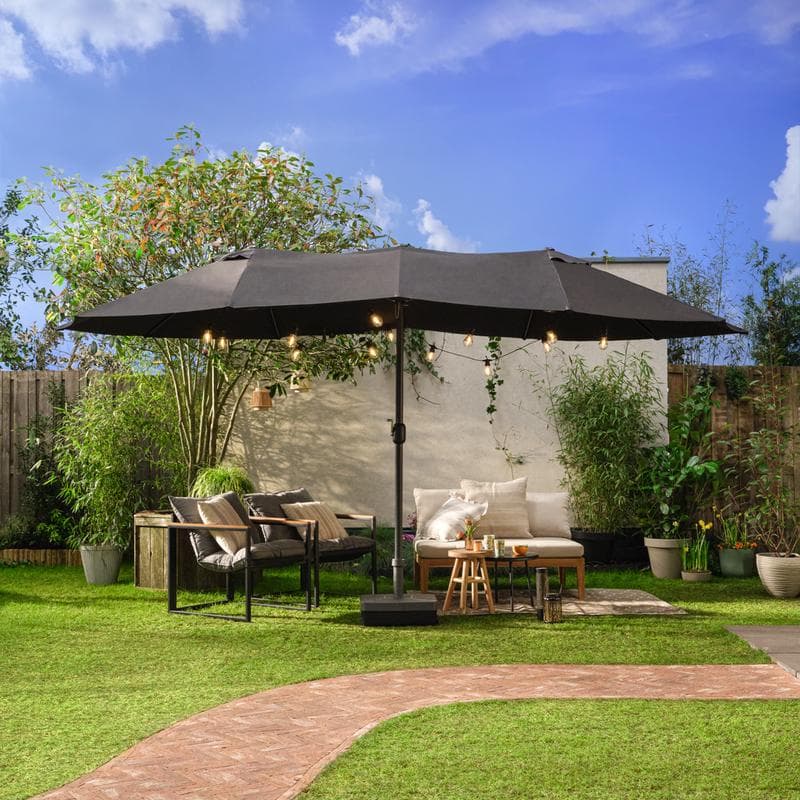 Dubbele parasol incl. hoes - antraciet