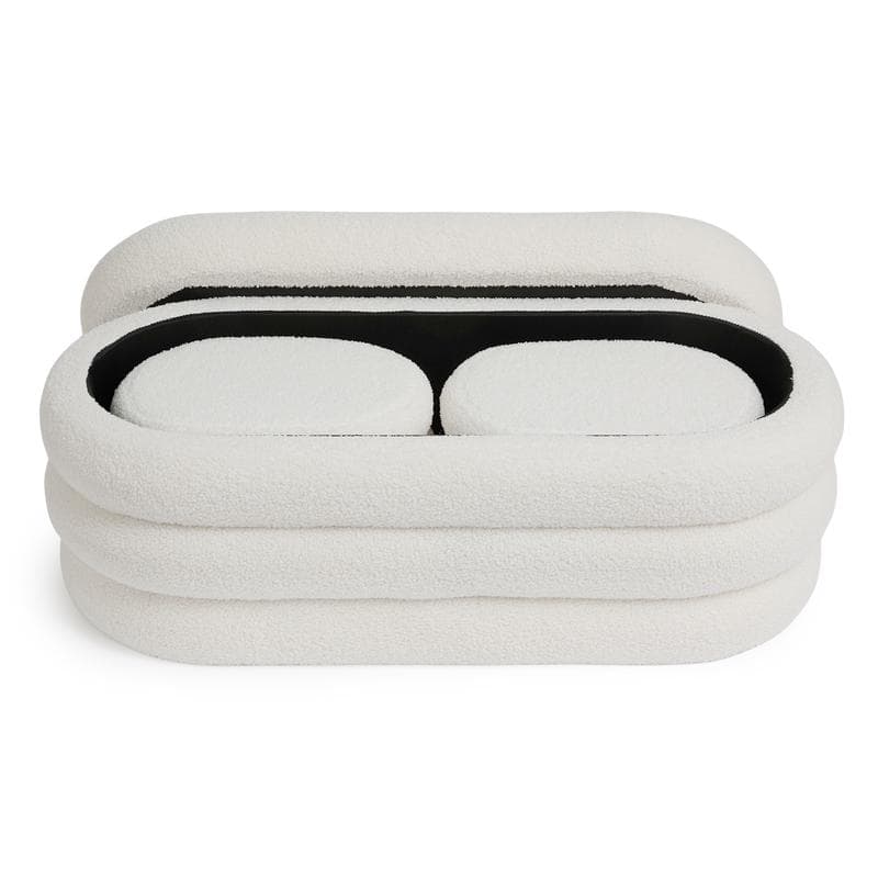 Banc de rangement en teddy avec 2 poufs