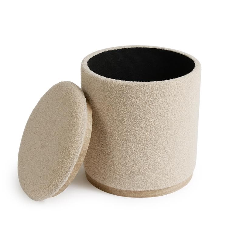 Lot de 2 poufs de rangement en teddy