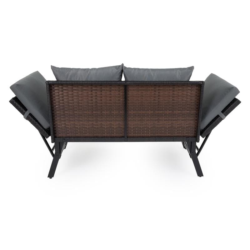 Canapé de jardin 2 en 1 en rotin synthétique