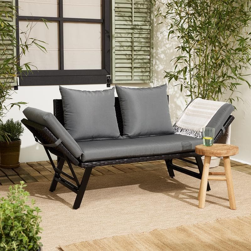 2-in-1 loungebank met rattanlook