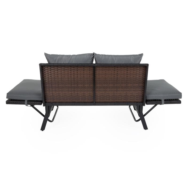 Canapé de jardin 2 en 1 en rotin synthétique