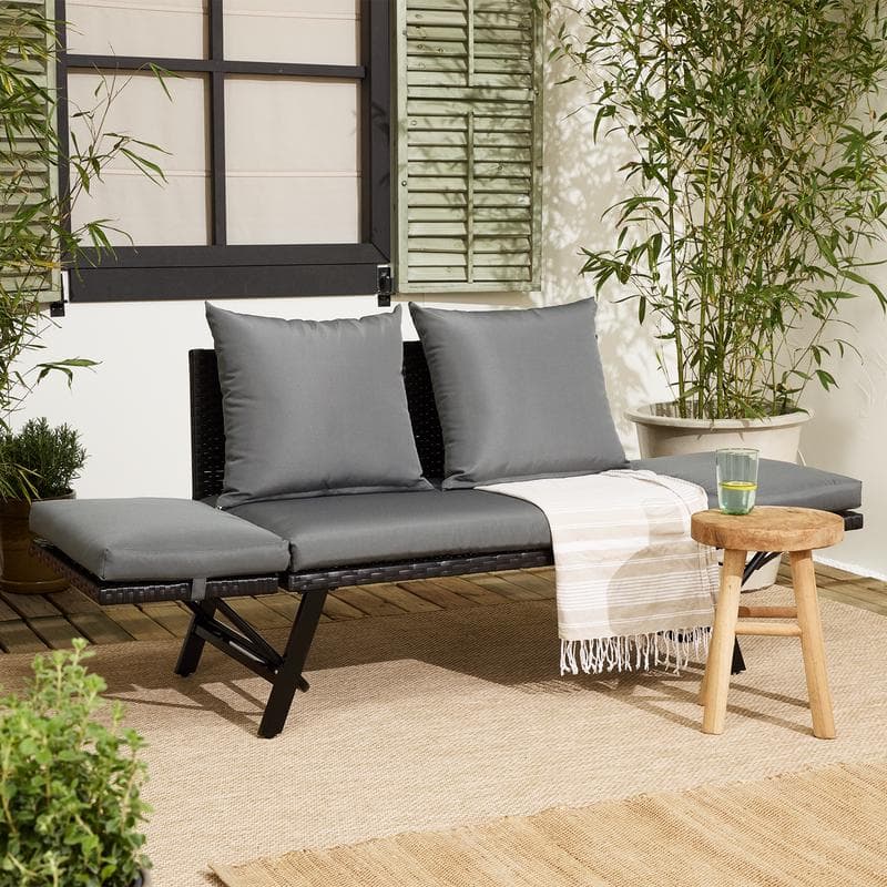 2-in-1 loungebank met rattanlook