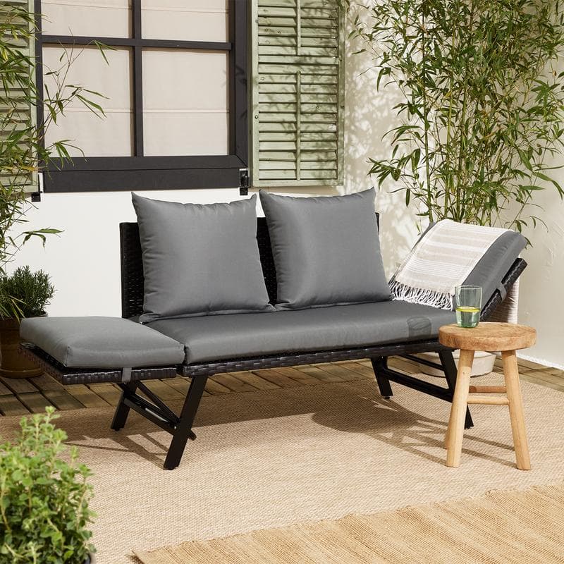 2-in-1 loungebank met rattanlook