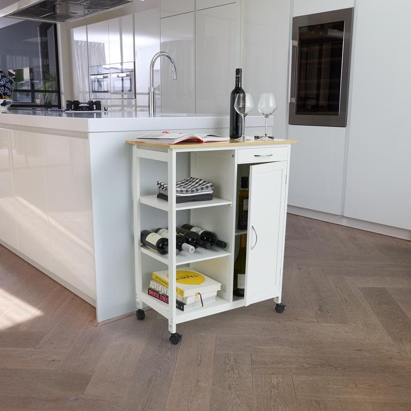 Keukentrolley op wielen - in gebruik in de keuken