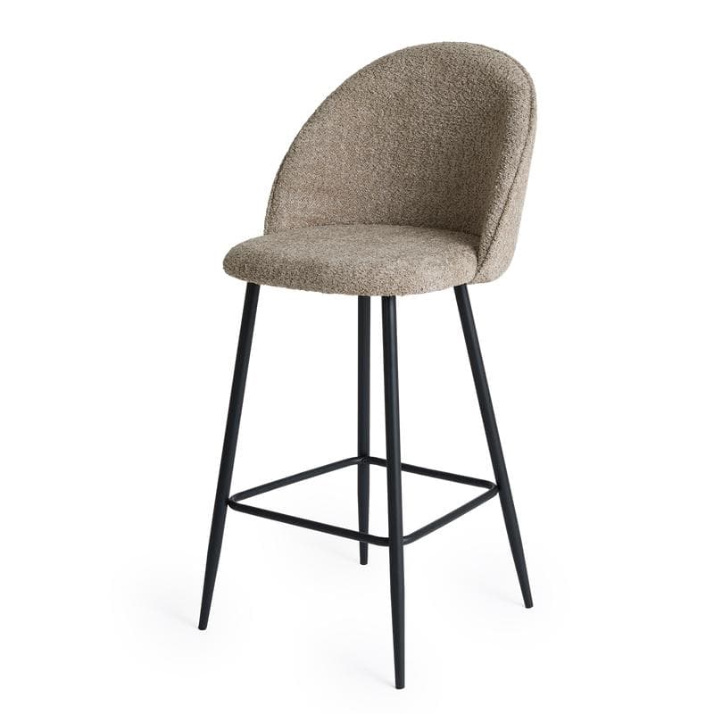 Lot de 2 tabourets de bar en bouclé - Soft Taupe