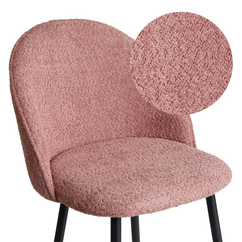 Lot de 2 tabourets de bar en bouclé - Smokey Rose