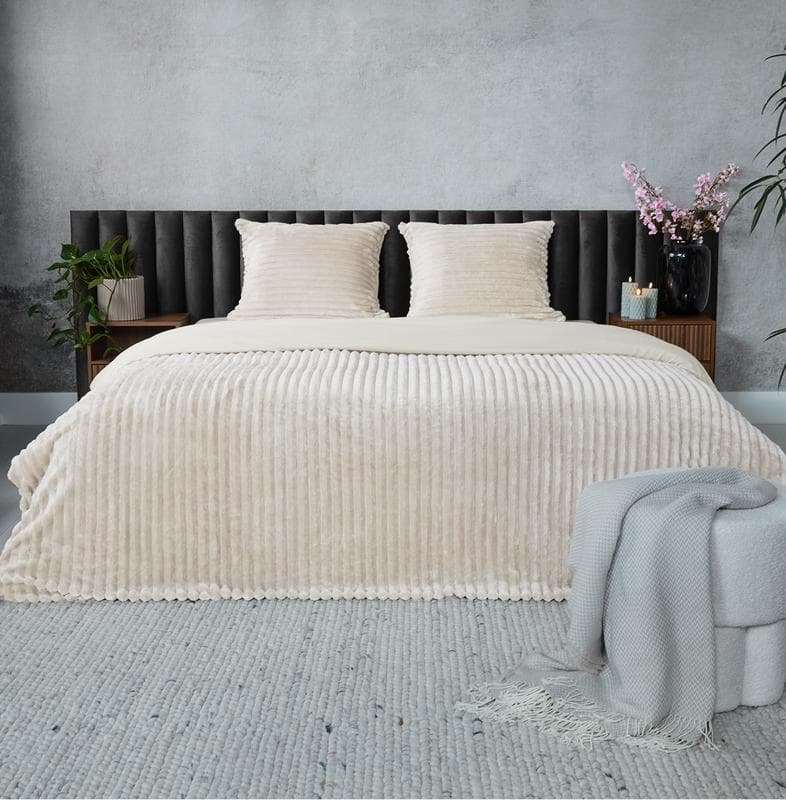 Parure de lit en velours côtelé - blanc crème