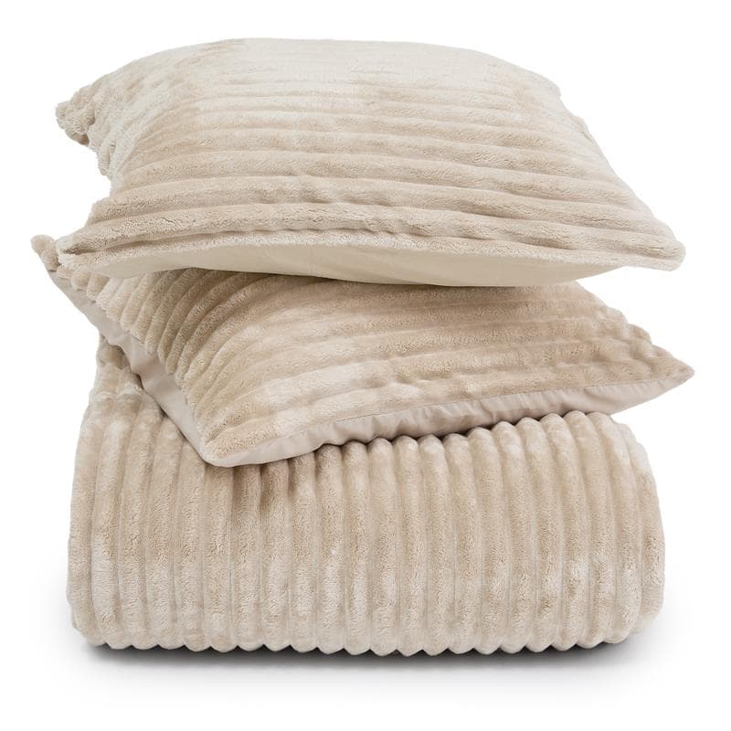 Teddy ribbed dekbedovertrek - crème-wit