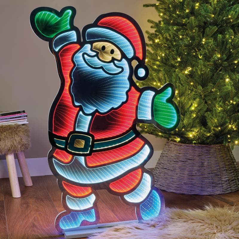 Père Noël avec LED effet miroir infini
