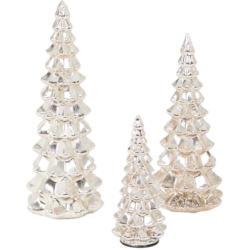 Lot de 3 sapins en verre avec LED