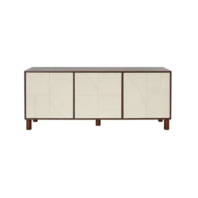 Meuble TV avec motifs abstraits - beige et marron