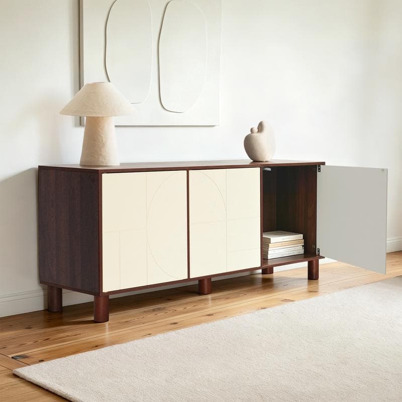Tv-meubel met abstract design - beige/bruin