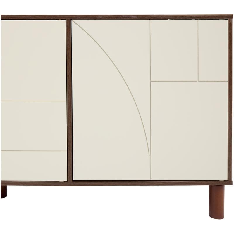 Meuble TV avec motifs abstraits - beige et marron