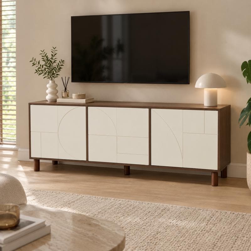 Tv-meubel met abstract design - beige/bruin
