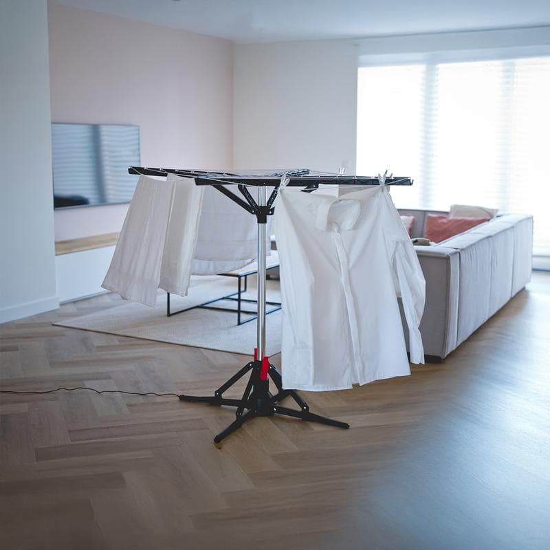 Ronddraaiende droogmolen in de woonkamer