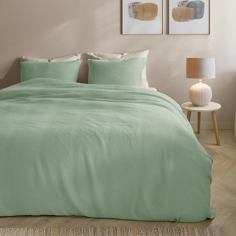 Parure de lit en double gaze - vert