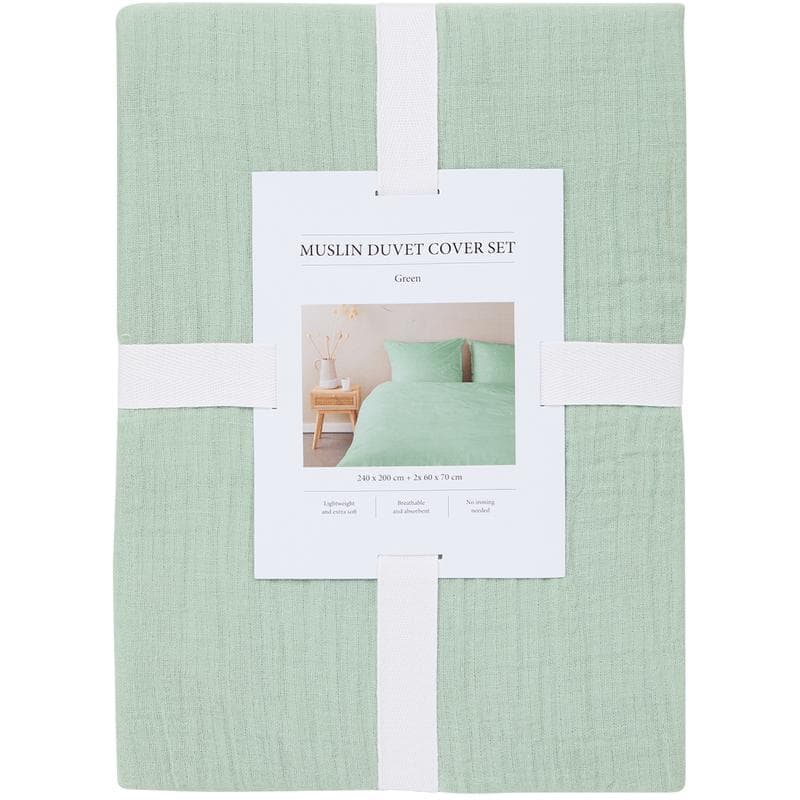 Parure de lit en double gaze - vert
