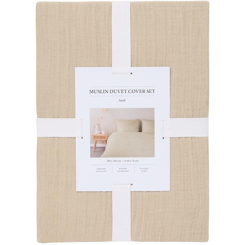 Mousseline dekbedovertrek - taupe