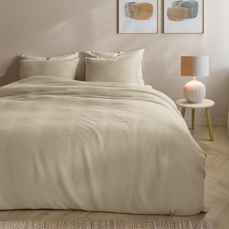 Parure de lit en double gaze - taupe