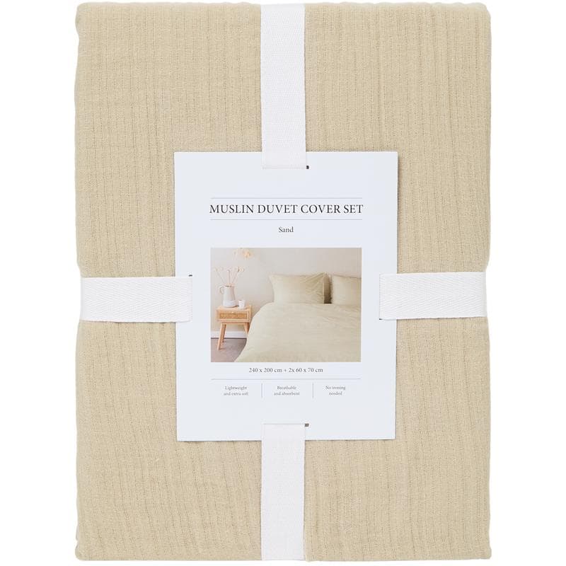 Parure de lit en double gaze - taupe