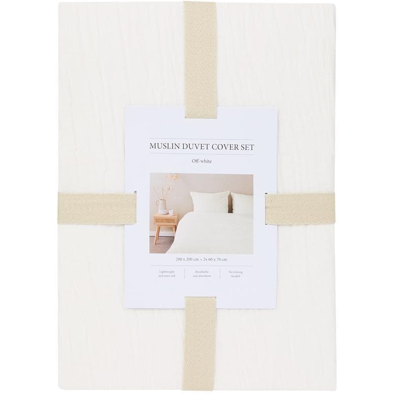 Mousseline dekbedovertrek - wit