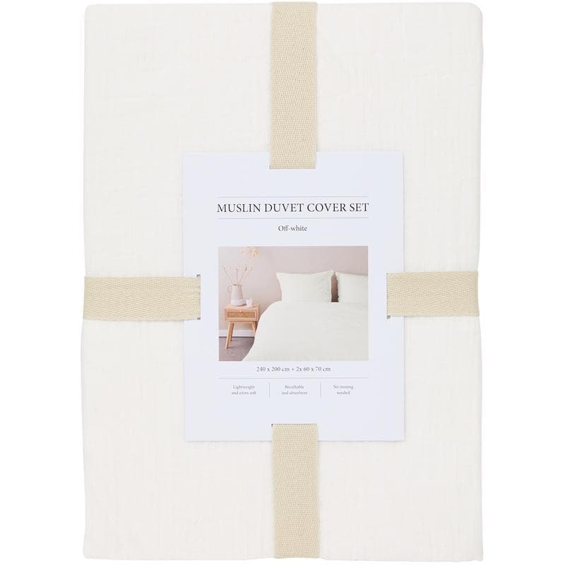 Mousseline dekbedovertrek - wit