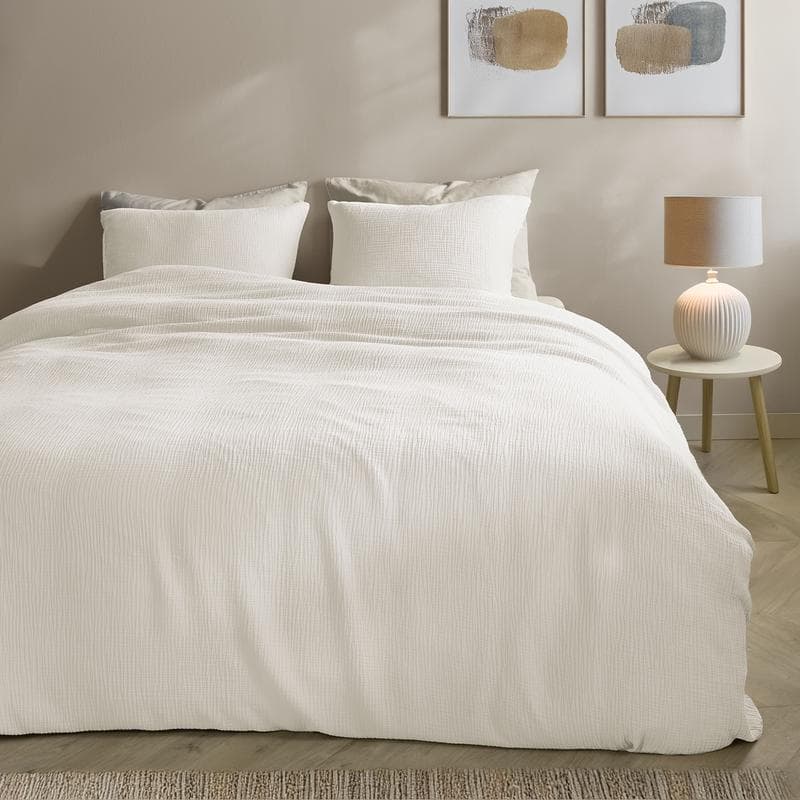 Parure de lit en double gaze blanche