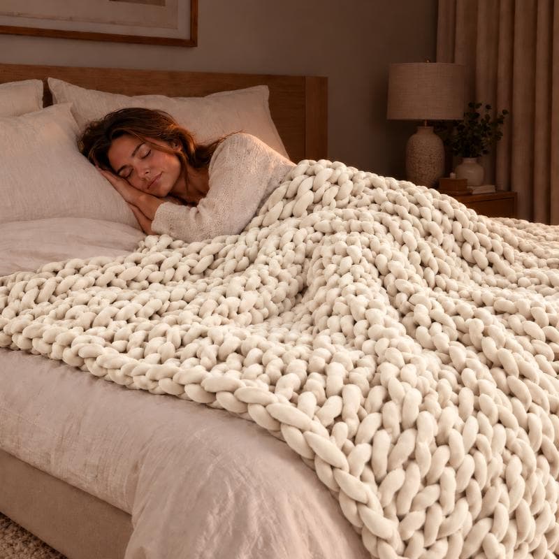 Couverture lestée à mailles larges 5 kg - crème