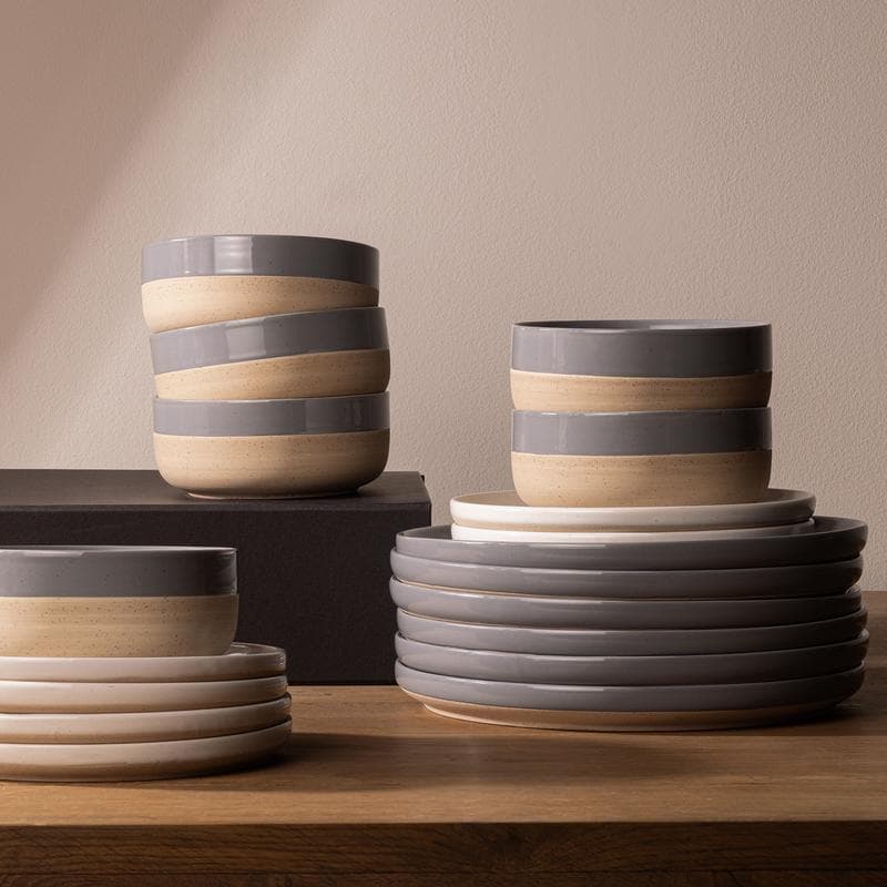 Serviesset Earthy - Grijs/beige