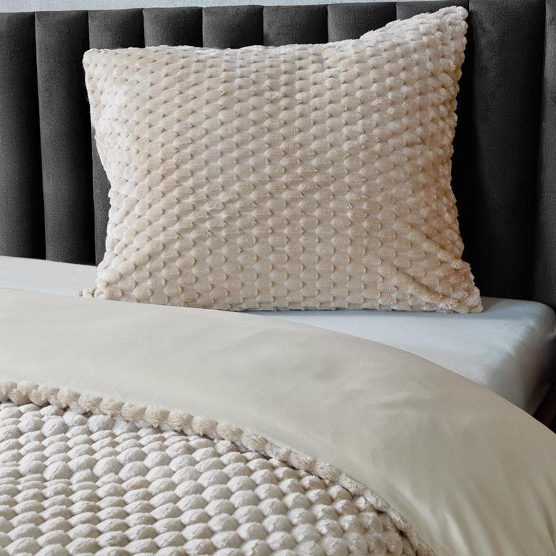 Parure de lit en teddy Hexagon - taupe