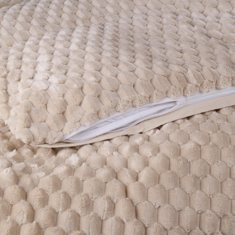 Parure de lit en teddy Hexagon - taupe