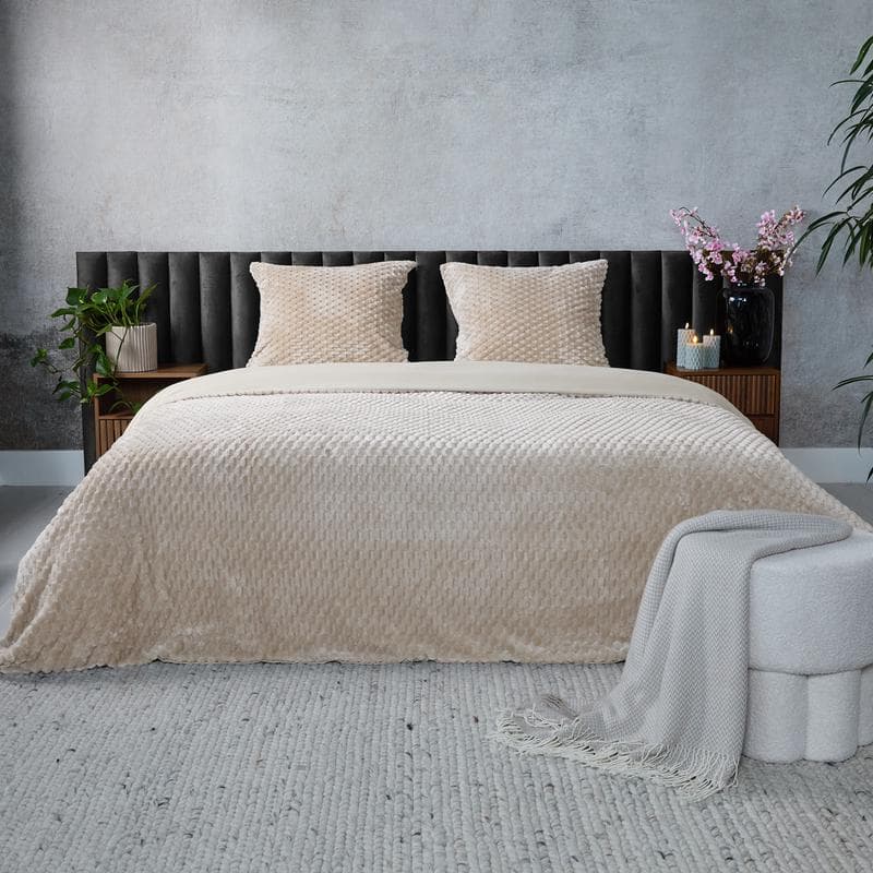 Parure de lit en teddy Hexagon - taupe