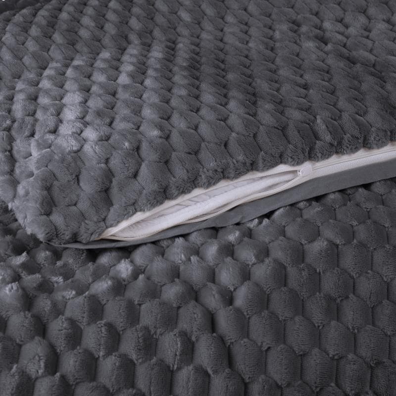 Parure de lit en teddy Hexagon - anthracite