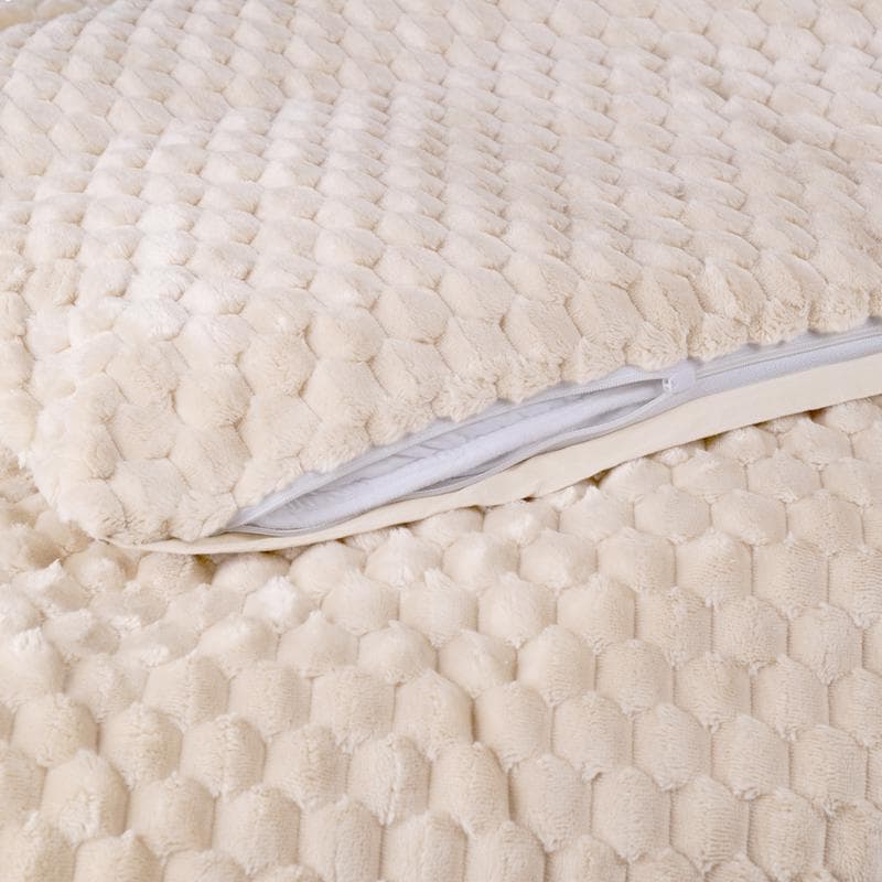 Parure de lit en teddy Hexagon - blanc cassé