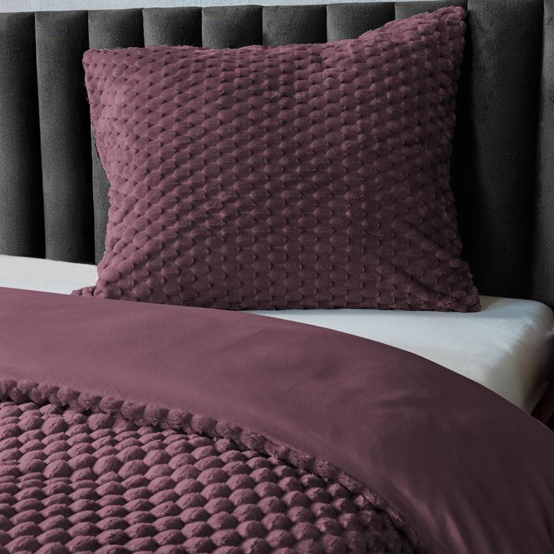 Parure de lit en teddy Hexagon - bordeaux