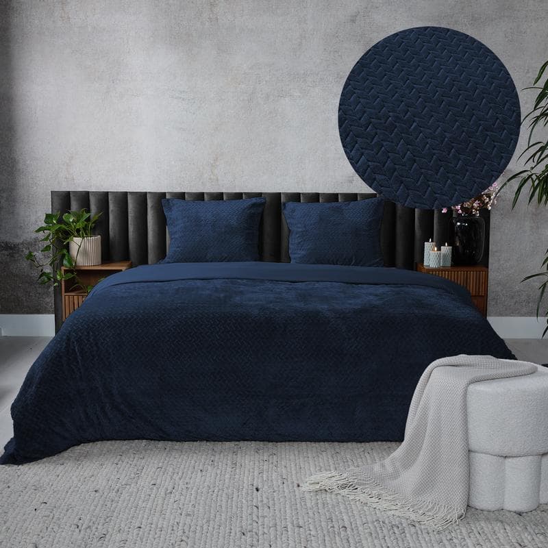 Teddy Hongaarse punt dekbedovertrek - petrolblauw