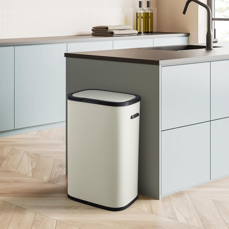 Poubelle avec ouverture à pression - 60 l - blanc crème