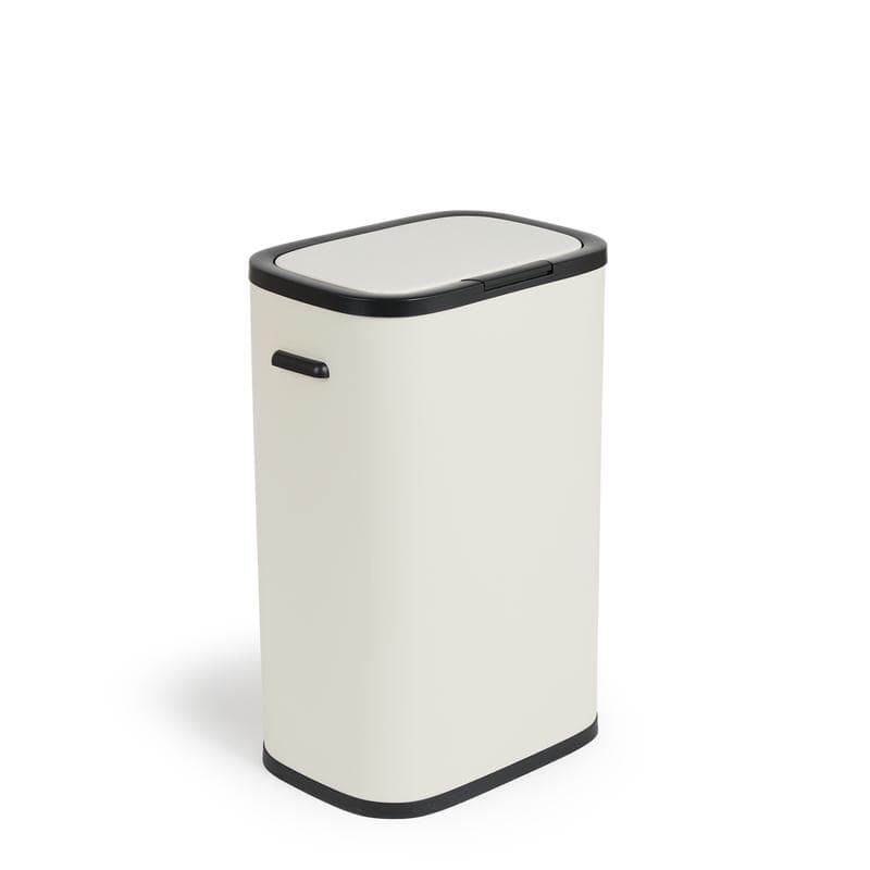 Prullenbak met drukdeksel - 60 liter - crème-wit-1