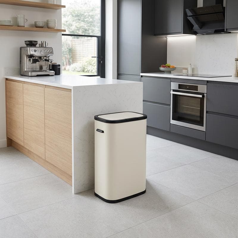 Poubelle avec ouverture à pression - 60 l - blanc crème