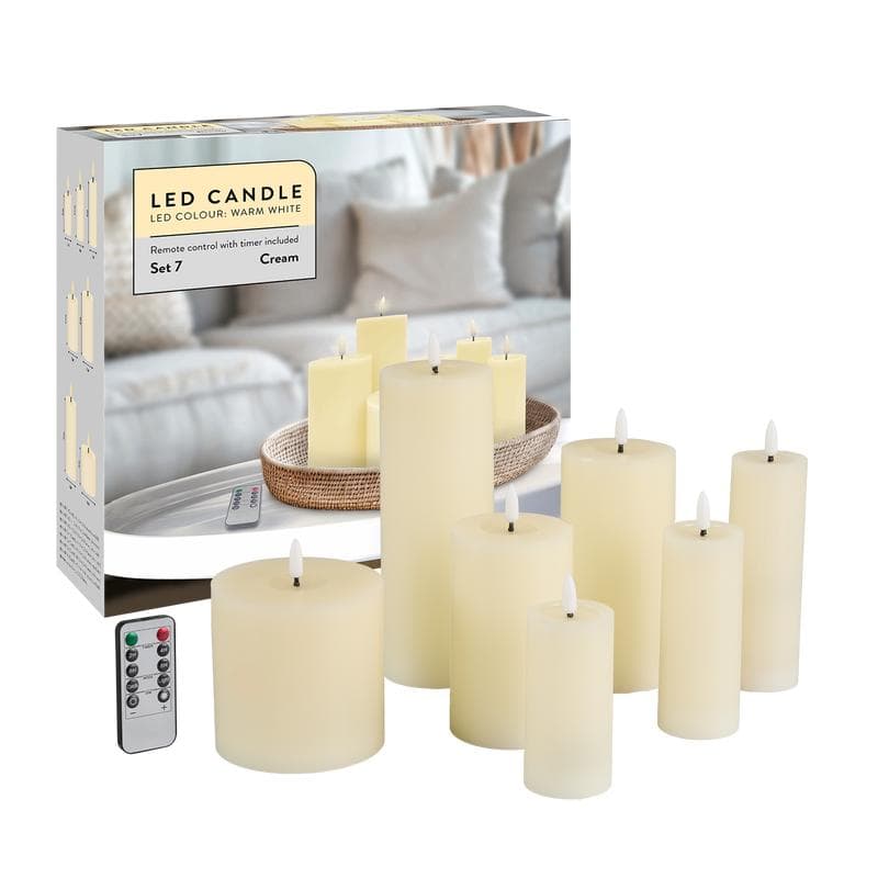 Luxe set ledkaarsen 7-delig - crème-wit