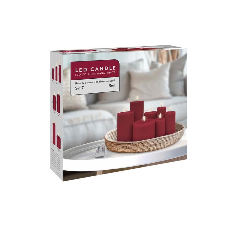 Lot de 7 bougies LED premium - rouge
