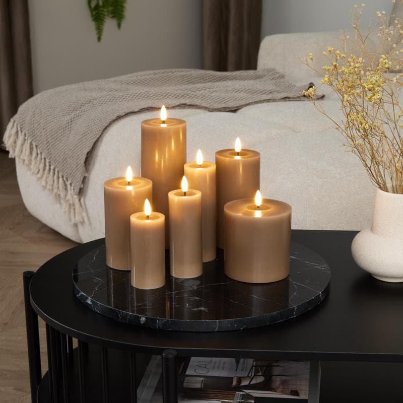 Luxe set ledkaarsen 7-delig - taupe