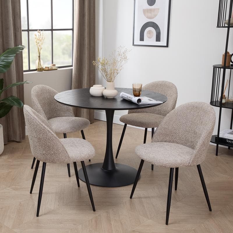 Stoelen bouclé - 2 stuks - Soft Taupe sfeer