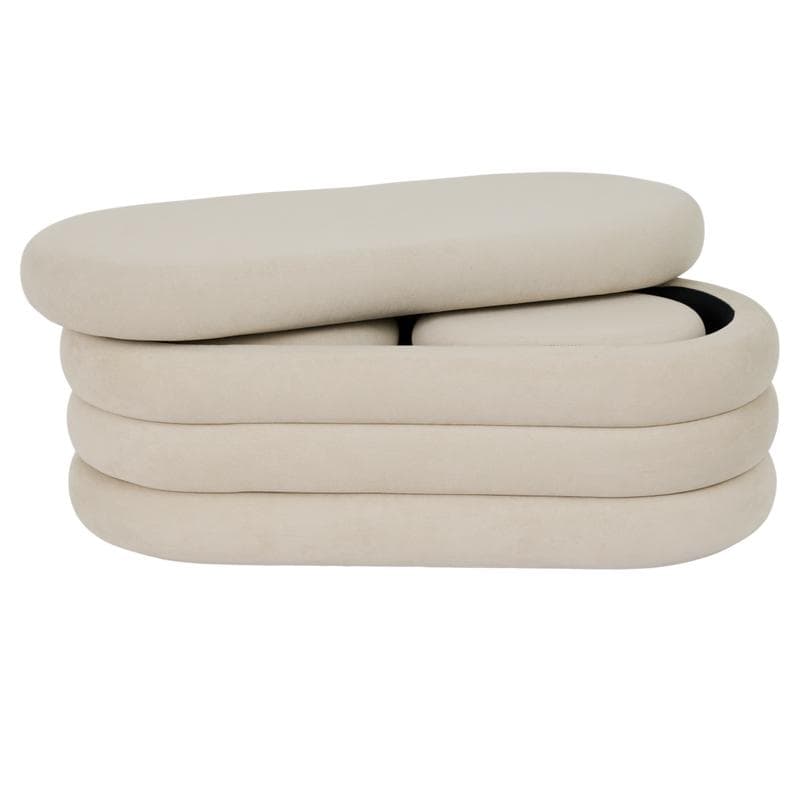 Chenille opbergbankje + 2 poefen