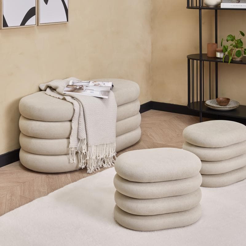 Banc de rangement en chenille avec 2 poufs