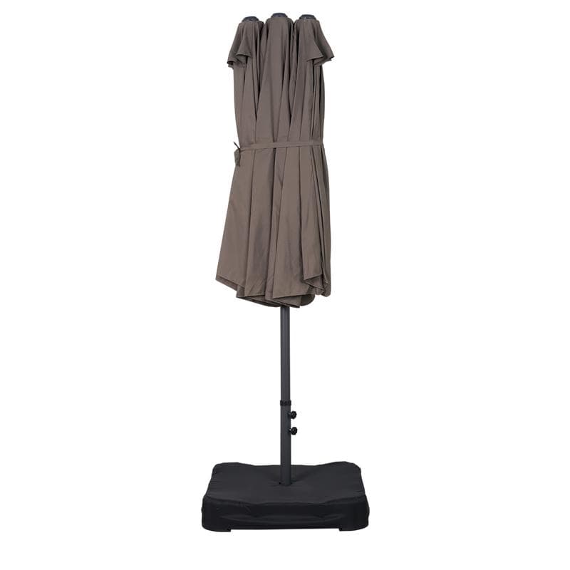 Dubbele parasol met voet – taupe