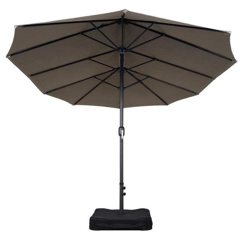 Dubbele parasol met voet – zijkant