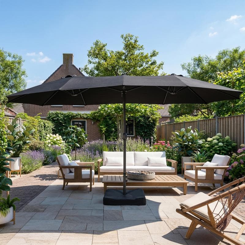 Parasol double avec pied - anthracite