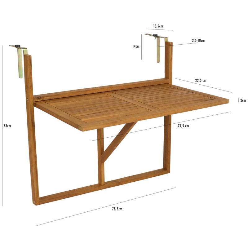 Houten balkontafel - inklapbaar